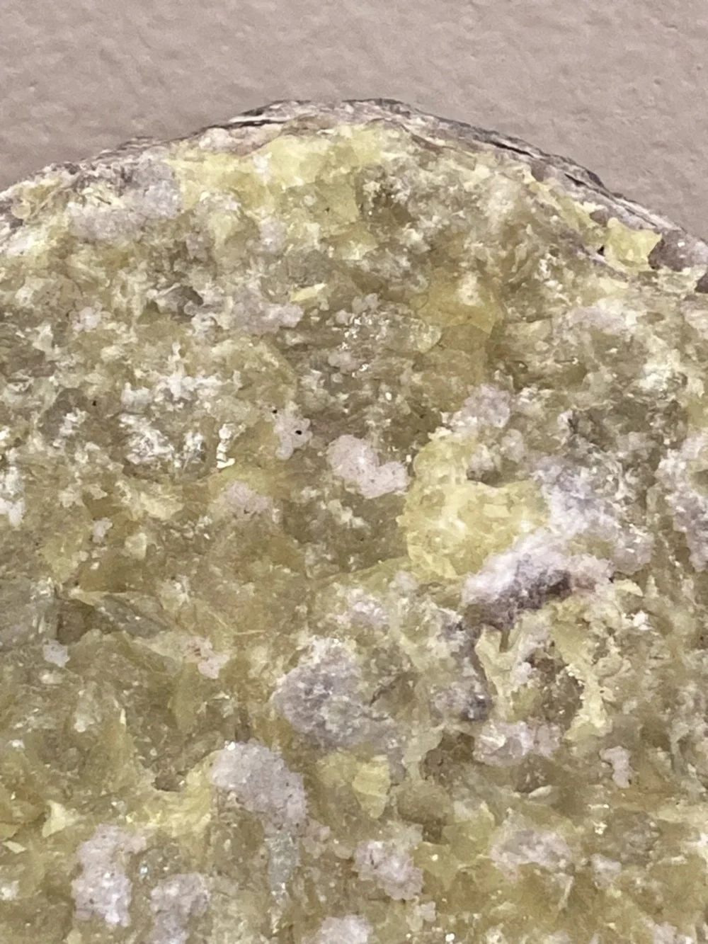 Yellow Rock with Crystals Sulfur Smell 3.5” Across